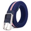 Unisex Casual Fashion Alloy Pin Buckle Personality Color Block Elastic Canvas Belt