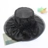 Women Fashion Double Layer Mesh Flowers Big Eaves Fedora