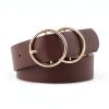 Women'S Casual Fashion Double Round Buckle Pin Buckle Belt