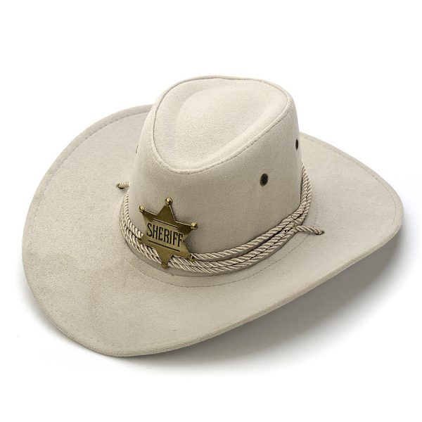 Fashion Retro Sheriff Badge With Rope Cowboy Hat