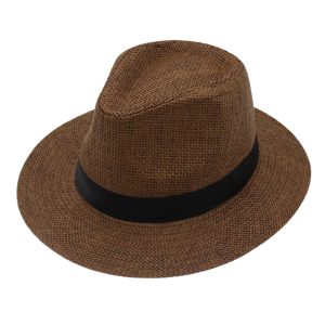 Men Fashion Monochrome Straw Jazz Hat