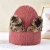 Women Cute Cat Ears Leopard Knitted Beanies Hat