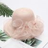 Women Fashion Mesh Flowers Decoration Big Eaves Fedora