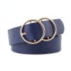 Women'S Casual Fashion Double Round Buckle Pin Buckle Belt