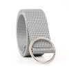 Women'S Fashion Large Round Buckle Canvas Trim Thin Belt