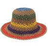 Women Fashion Multicolor Woven Stripe Foldable Bucket Hat