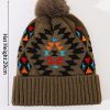 Women Fashion Winter Leopard Plush Fur Ball Plaid Knitting Beanies