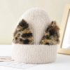 Women Cute Cat Ears Leopard Knitted Beanies Hat