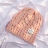 Women Winter Simple Solid Color Wool Braided Knitted Beanie Hat