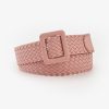 Women'S Fashion Candy Color Square Buckle Braided Wide Belt