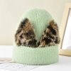 Women Cute Cat Ears Leopard Knitted Beanies Hat