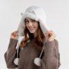 Women Cute Cartoon Solid Color Cat Ears Plush Cold-Proof Pompom Cap