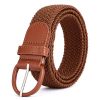 Women'S Fashion Casual Solid Color Alloy Pin Buckle Woven Elastic Canvas Belt