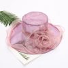 Women Fashion Lace Embroidered Flowers Decorated Big Eaves Fedora