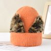 Women Cute Cat Ears Leopard Knitted Beanies Hat