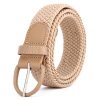 Women'S Fashion Casual Solid Color Alloy Pin Buckle Woven Elastic Canvas Belt