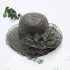 Women Fashion Mesh Flowers Decoration Big Eaves Fedora