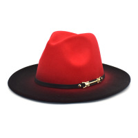 Unisex Autumn And Winter Gradient Color Large Eaves Fedora Hat