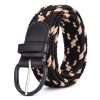 Women'S Fashion Casual Solid Color Alloy Pin Buckle Woven Elastic Canvas Belt