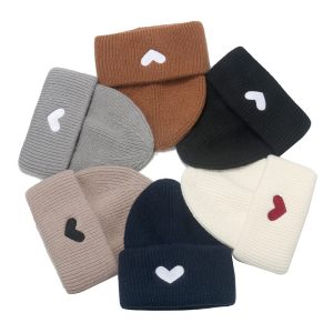 Women Fashion Winter Warm Heart Knitted Beanies Hat