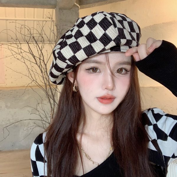 Women Fashion Checkerboard Beret