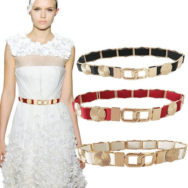 Women Fashion Personality Metal Circle Dress Belt