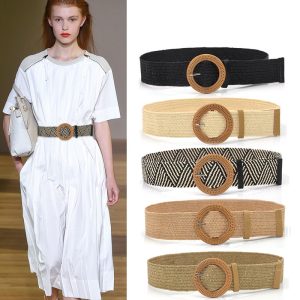Women Fashion Simple Elastic Weave Beach Skirt Belt