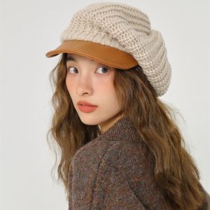 Women Fashion Simple Solid Color Knitted Beret