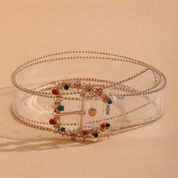 Women Simple Rhinestone Transparent Fashion Belt