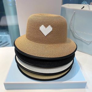Women Fashion Simple Heart Summer Straw Hat
