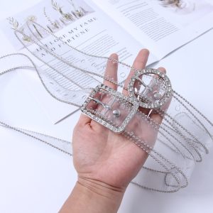 Women Fashion Simple Rhinestone Buckle Transparent Plastic Belt