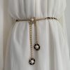 Women Fashion Simple Metal Chain Pearl Belt