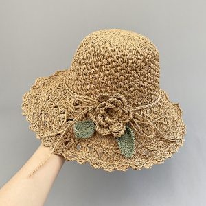 Women Fashion Simple Straw Floral Anti-Ultraviolet Sun Hat
