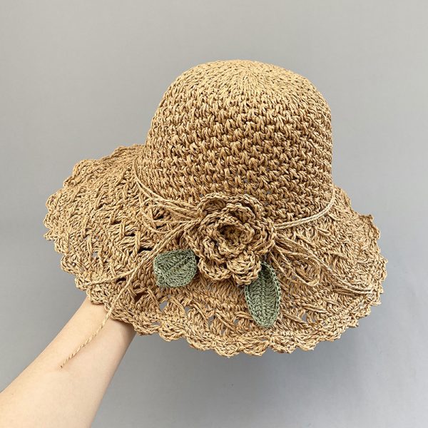 Women Fashion Simple Straw Floral Anti-Ultraviolet Sun Hat