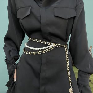 Women Fashion Elegant Multi-Layer Metal Chain Belt