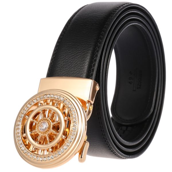 Men Fashion Round Automatic Buckle Belt