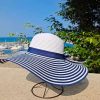 Women Popular Fashion Blue Stripe Straw Anti-Ultraviolet Sun Hat