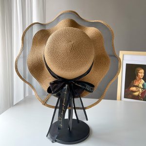 Women Fashion Mesh Summer Straw Sun Hat