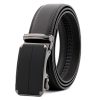 Men Fashion Automatic Buckle Two Layer Leather Simple Belt