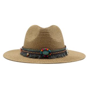 Unisex Summer Bohemia Beaded Decoration Beach Jazz Sun Hat