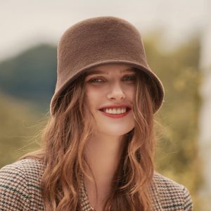 Women Autumn And Winter Solid Color Simple Wool Bucket Hat