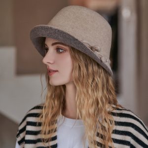 Women Retro Curled Woolen Bucket Hat