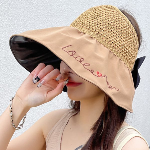 Women Fashion Simple Large Sun Travel Straw Woven Hat