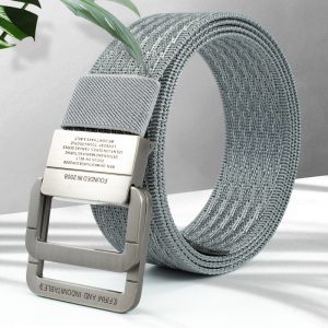 Men'S Casual Fashion Sports Alloy Double Ring Buckle Woven Canvas Belt