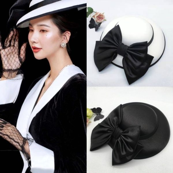 Women Fashion Bow Satin Fedora Hat