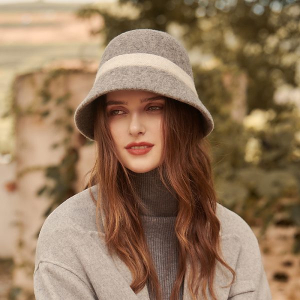 Women Autumn And Winter Knitted Wool Contrast Color Bucket Hat