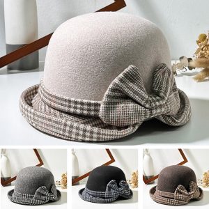 Women Autumn And Winter Fashion Woolen Foldable Soft Warm Dome Bucket Hats