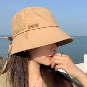 Women Fashion Simple Solid Color Sun Bucket Hat