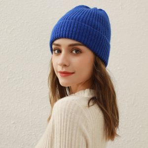 Women Fashion Simple Solid Color Knitted Hat Dome Beanie