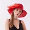 Women Fashion Bow Mesh Decorative Eaves Fedora